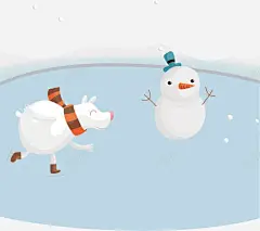 雪人滑冰冬季旅游 创意素材