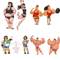 可爱卡通胖子和瘦子体型 健康饮食健身运动对比图 EPS矢量源文件-淘宝网