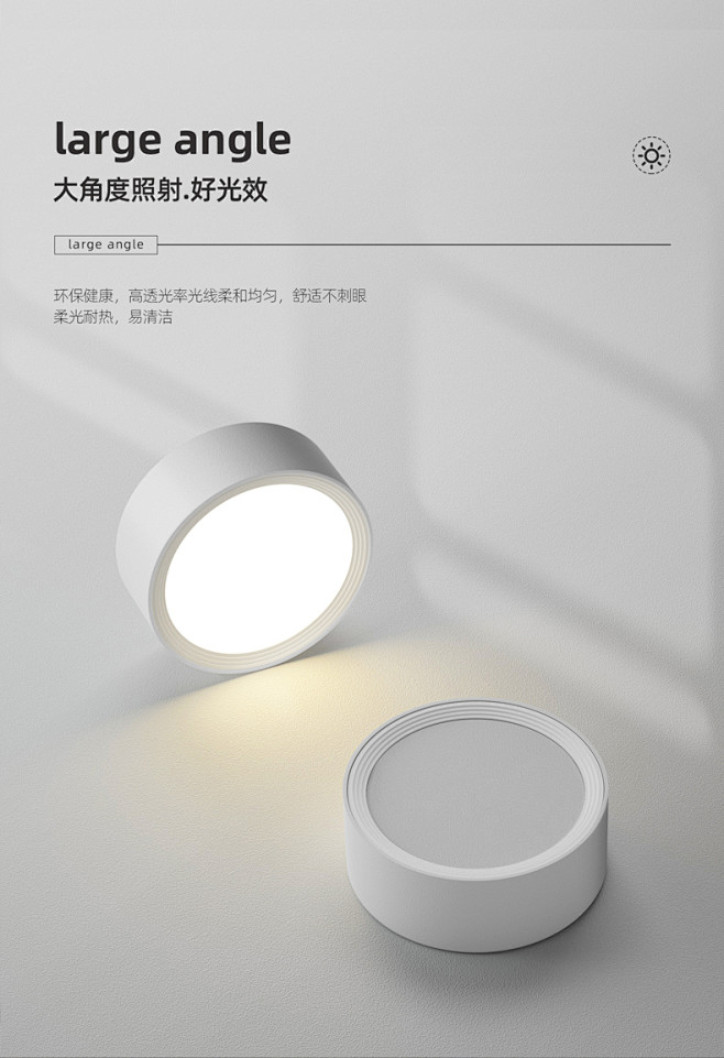 超薄明装筒灯圆形走廊灯家用吸顶式led天...