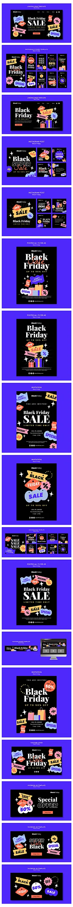 可下载源文件时尚潮流黑色星期五促销折扣活动SALE标签模版banner PSD素材