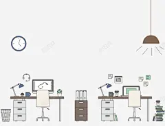 手绘办公室 页面网页 平面电商 创意素材