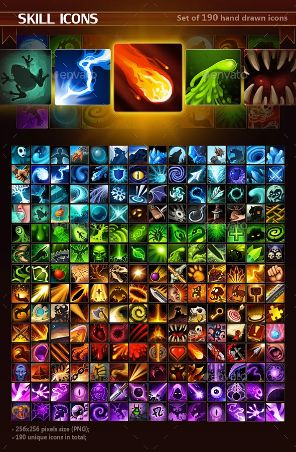 技能图标包,各种各样的游戏资产Skill Icon Pack - Miscellaneous Game Assets2 d、行动、行动、冒险 ...
