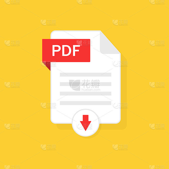 Pdf下载图标。Pdf档案及下载按钮。上传文档。标志文件类型。图形图标的文件编辑，目录和应用程序的计