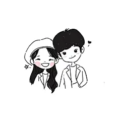 【ZT阿姨 原创】手绘头像Q版黑白线条简笔情侣婚礼漫画幼稚园画风-淘宝网
