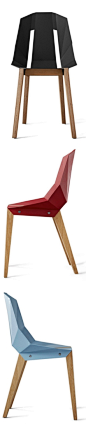 DIAGO对角线椅子-2毫米的铝板，数控切割成型，手工完成粉末涂层-灵感来自日本折纸的影响封面大图