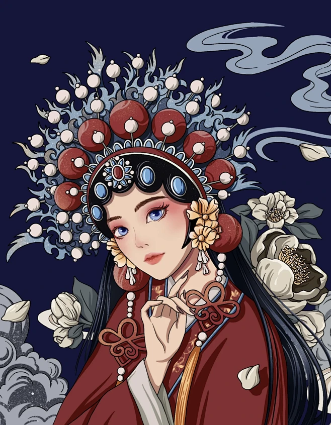 国潮风/手绘戏剧人物插画