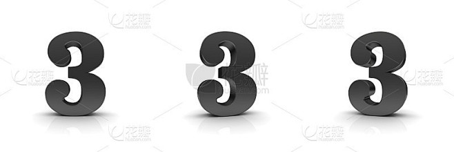 3三个数字黑色标志3d