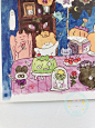 现货薄荷兔手帐韩国thomas lee 猫咪面包屋和花园卡片插画ins装饰-淘宝网