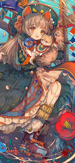 茶ごま插画，卡通动漫，少女手绘，可爱女生，二次元壁纸