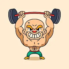 手绘强壮的人肌肉男卡通插画矢量图设计素材