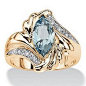 2.05 TCW Marquise-Cut Aqua Cubic Zirconia Bypass Cocktail Ring 14k Gold-Plated