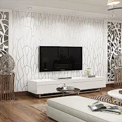本木客厅电视背景墙纸 现代简约卧室 无纺布壁纸3D影视墙家装素色-tmall.com天猫