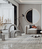 现代客厅 人物雕塑 沙发茶几组合-室内设计-拓者设计吧