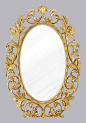 欧式金色树脂椭圆装饰镜 浴室镜