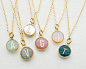 Tiny initial necklace Personalized gemstone necklace image 0