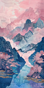 寻桃山｜中式美学春山系列山水画 - 小红书