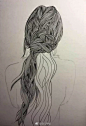 手绘艺术#画画教程# 线描头发画法步骤（图源网络，侵删） ​​​​