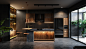 zoan528664_A_3D_rendering_of_a_modern_kitchen_with_dark_gray_wa_0836713f-3cc7-41f5-8c72-d2dd9197deb3