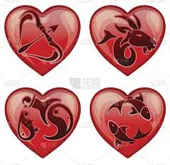 设定时尚的星座在形状的心脏，矢量插图