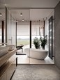 Bulgaru bathrooms CGI on Behance Luxury Master Bathrooms, Bathroom Remodel Master, Bathroom Renovations, Bathrooms Remodel, Bathroom Bath, Blinds For Bathrooms, Small Bathroom, Bathroom Decor, New House Bathroom
