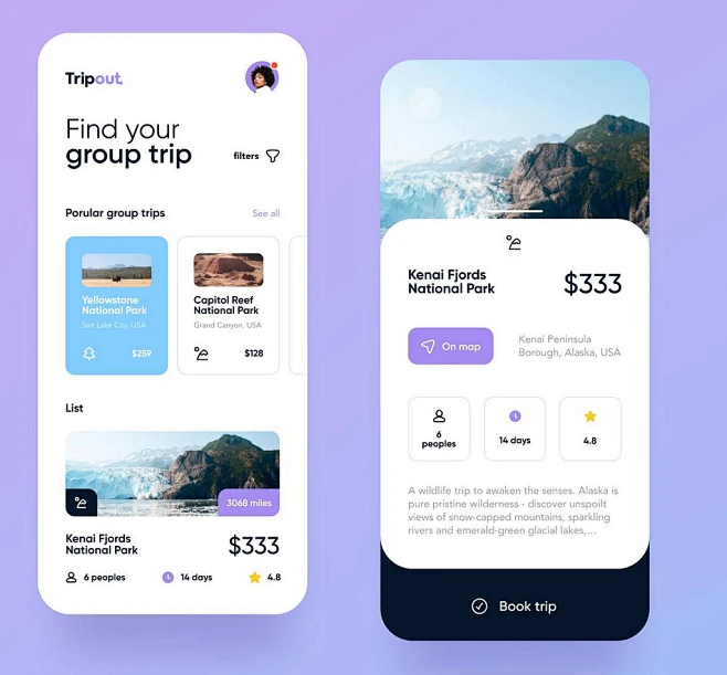 Tripout - Trip app by Bogdan Falin for QClay on Dribbble-花瓣网