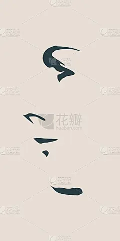 一个女性头部的剪影。面对剖面视图。