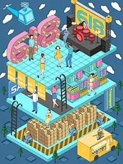 电商淘宝618年中大促宣传活动插画海报