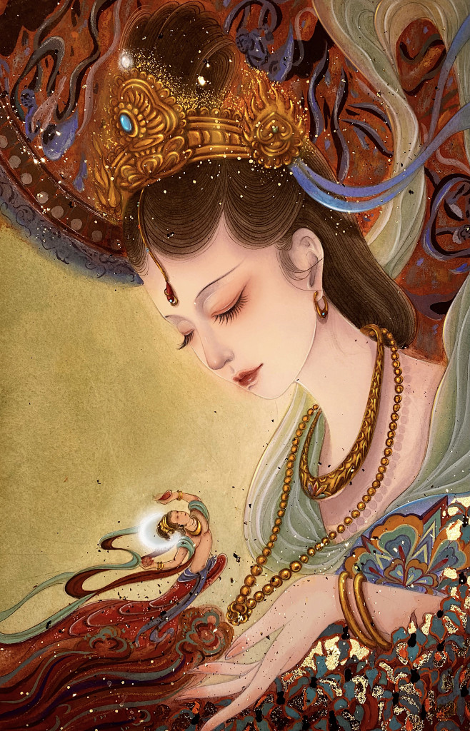 插画师：静兮水彩-敦煌01
