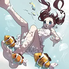 （当动漫人物在水里时）动漫 插画 水里 少女 水波 封面 头像 人物 P站 二次元 壁纸 水中 原创