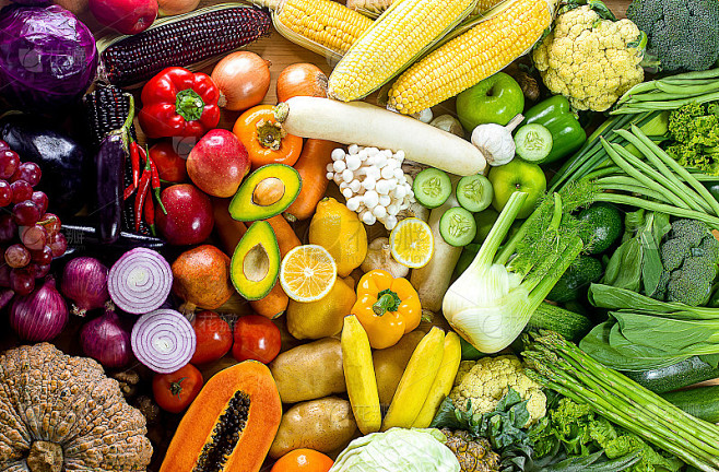 新鲜蔬果，五彩蔬果，干净饮食，蔬果背景，...