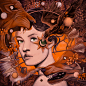 artwork bird Cover Art crow duality ILLUSTRATION  Sun tiger wolf woman