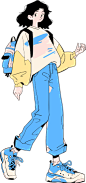 潮流描边人物-短发女孩