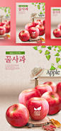-苹果 绿色植物 布纹背景 餐饮美食海报PSD_平面设计_海报