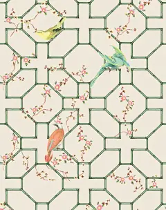 Kelsey Proud draws on oriental influences such as antique chinoiserie, tattoo art and the friezes on Hindu temples. Available at The Pattern Collective.: 