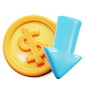 Dolar Down  3D Icon