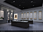 中式书画展字画展柜展示空间3d模型效果图