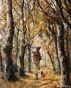 溪涧草长闻啼声 深林空谷鸟自由 | aeppol ... 来自艺术家了没 - 微博