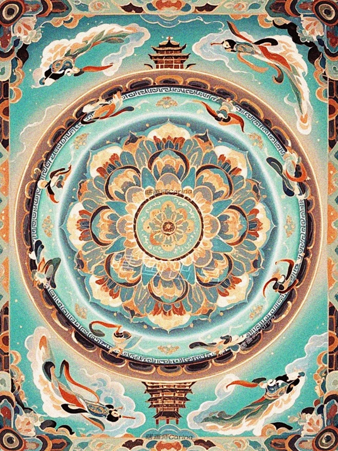 中式天花板 _ 传统纹样·敦煌藻井纹_6_瞎画师Carina_来自小红书网页版-花瓣网