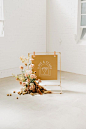 modern wedding sign with autumn floral arrangement #modernweddingsign #weddingsign