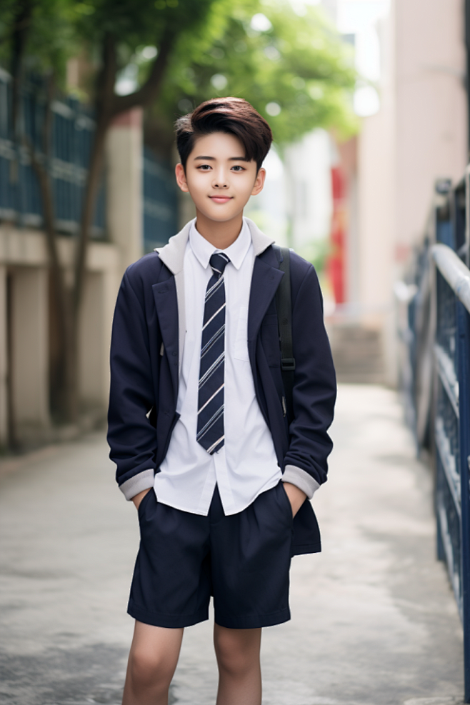 青春洋溢的校园开朗男学生