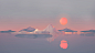 一般3840x2160数字艺术低聚艺术品极简主义插图景观反射太阳山冰山3D马克柯克帕特里克