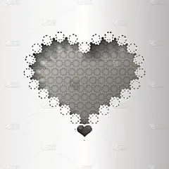 纸花边贺卡，黑白图案，为情侣，模板祝贺心，3D，矢量eps10