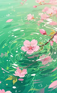 水面上的花插画高清模板免费下载-趣麦麦图