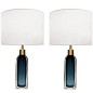 Nils Landberg for Orrefors Blue Glass Lamps