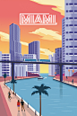 Airbnb Miami Poster : I recently had the awesome opportunity to work with Studio Koto on an illustrated travel poster for Airbnb for their app/website relaunch. I was chosen as the designer to represent Miami and I focused on the booming downtown brickle 