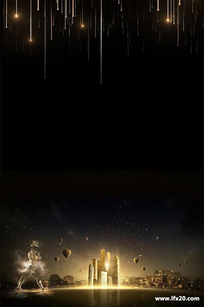 创意高端时尚大气黑金海报背景_底纹背景等...
