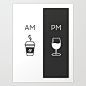 Am Pm - Kitchen poster - Coffee & Wine Decor - Home decor - Wall art - Am Pm sign - Wine sign Art Print