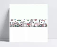 卡通手绘城市风景建筑插画矢量素三|斜塔,罗马竞技场,古堡,灯塔,云朵,飞机,飞船,氢气球,欧式建筑,风景建筑,著名建筑,手绘建筑,插画,城市建筑,矢量素材