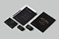 黑色高档VI设计欣赏 VI 模板 背景 素材 信封 名片 LOGO 云素材 笔 企业VI 公司 商务