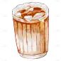 手绘-水彩美食元素贴纸-咖啡